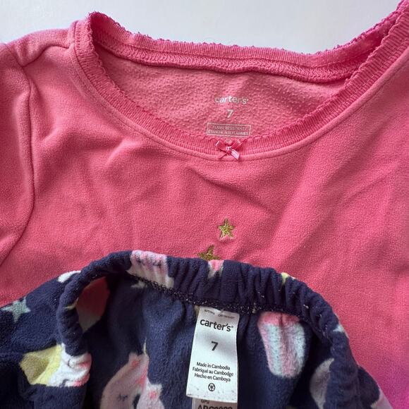 Carter's Unicorn Cupcake Fleece Pajama Set - Size 7 - Picture 5 of 5